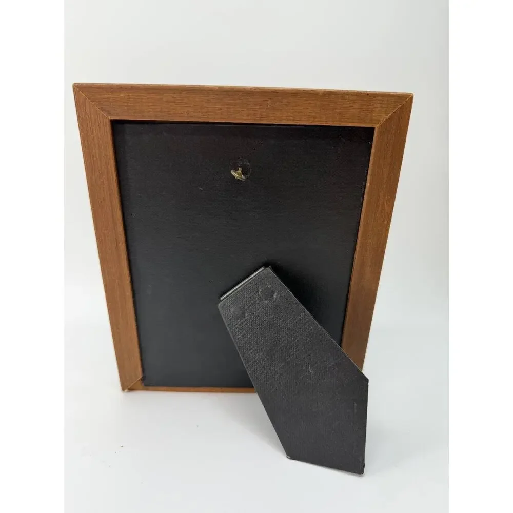 Wood Picture Frame Desktop Display Glass Insert Brown Wood Photo Frame Stand